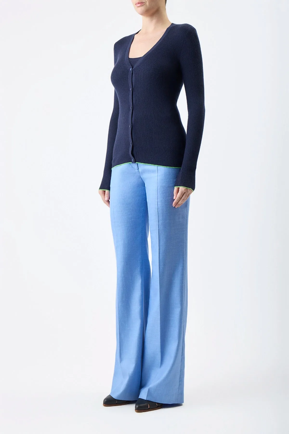 Addison Knit Cardigan in Navy Cashmere Silk