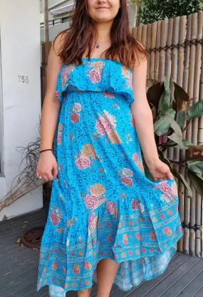 Aqua Floral Bandeau Maxi Dress 100 % Rayon