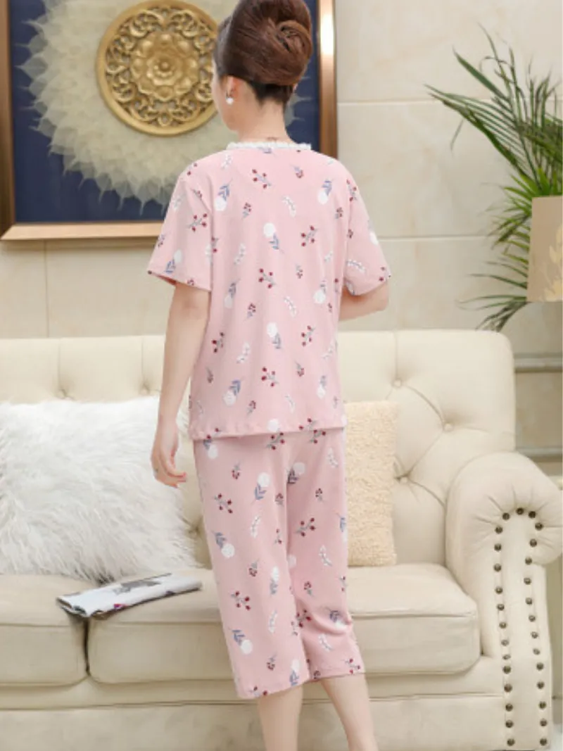 Beach party Women's Summer Sleepwear Short Pajamas Suit