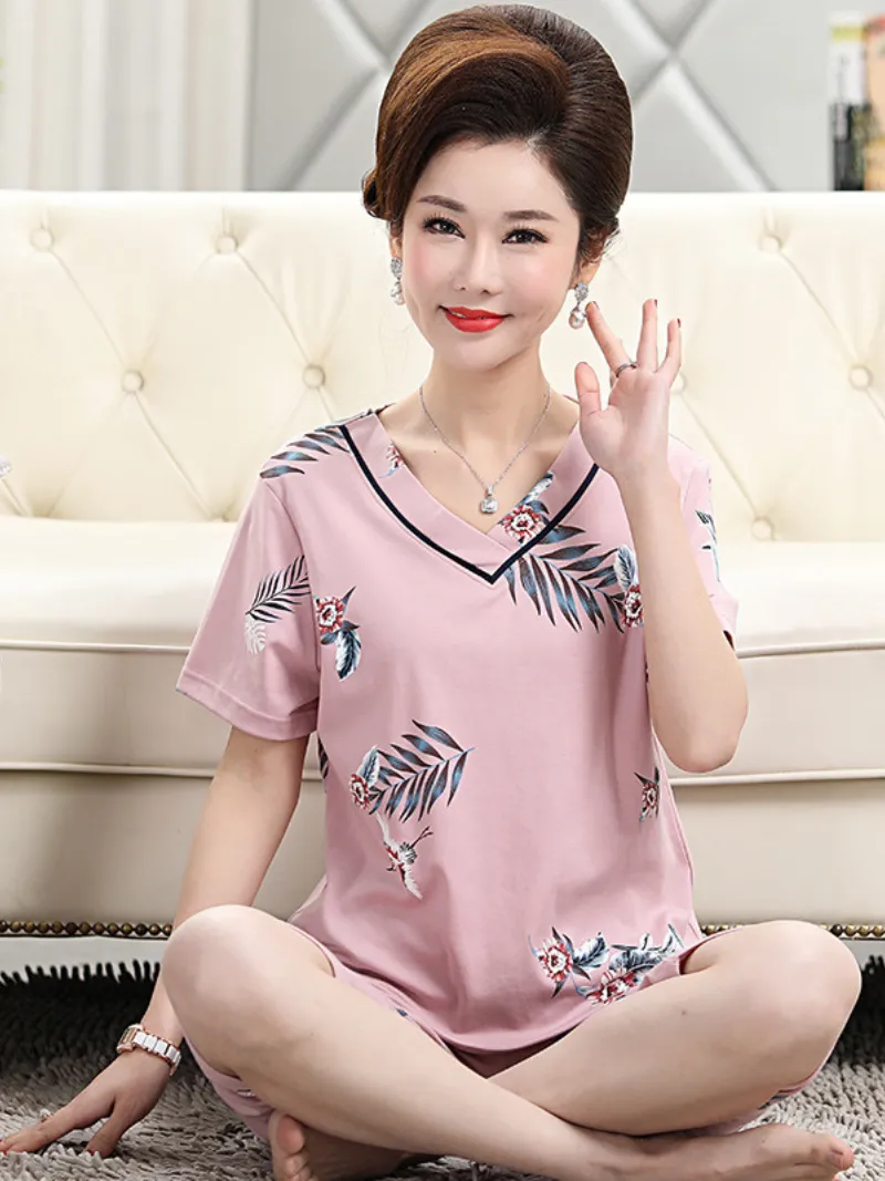 Beach party Women's Summer Sleepwear Short Pajamas Suit