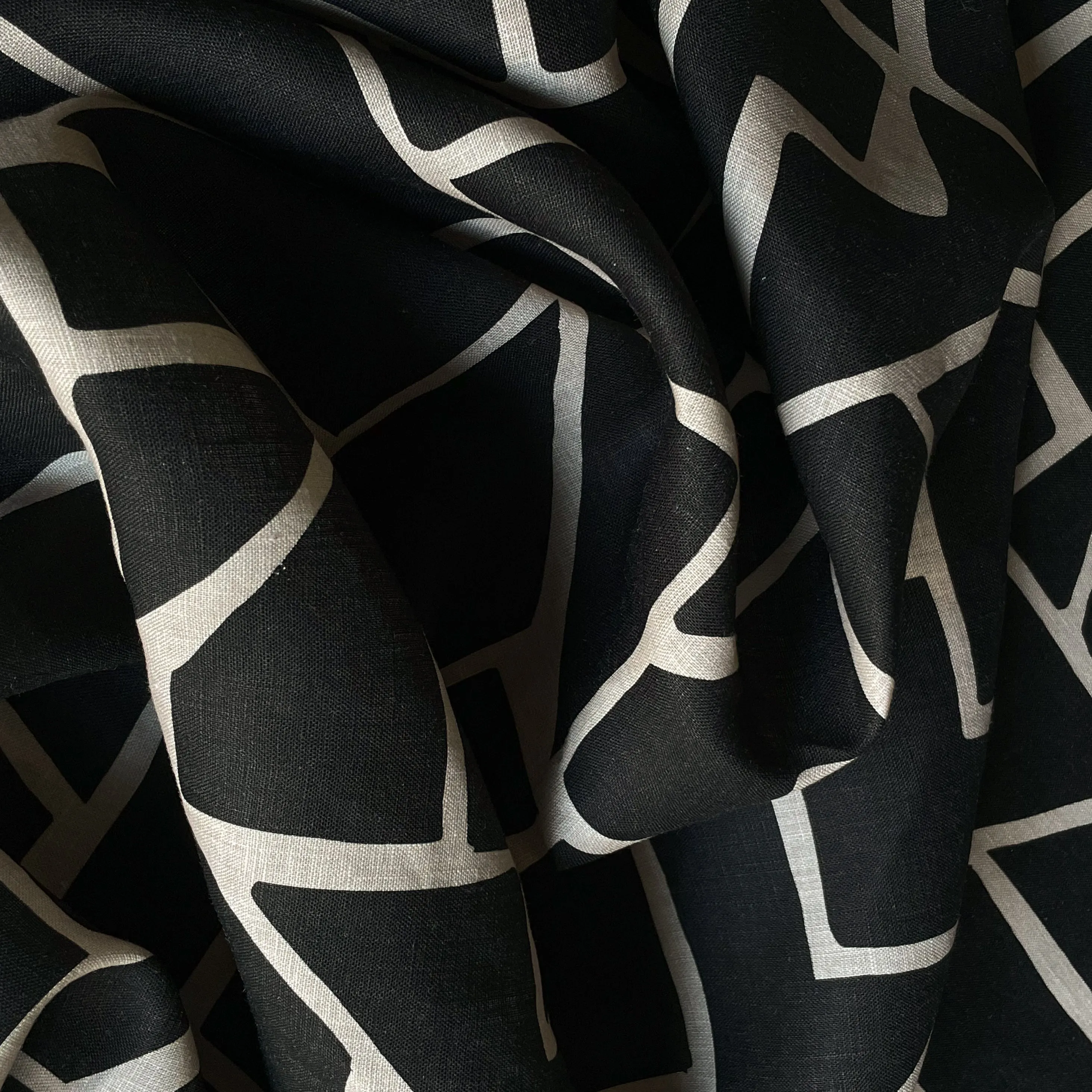 Black Mosaic Printed Linen