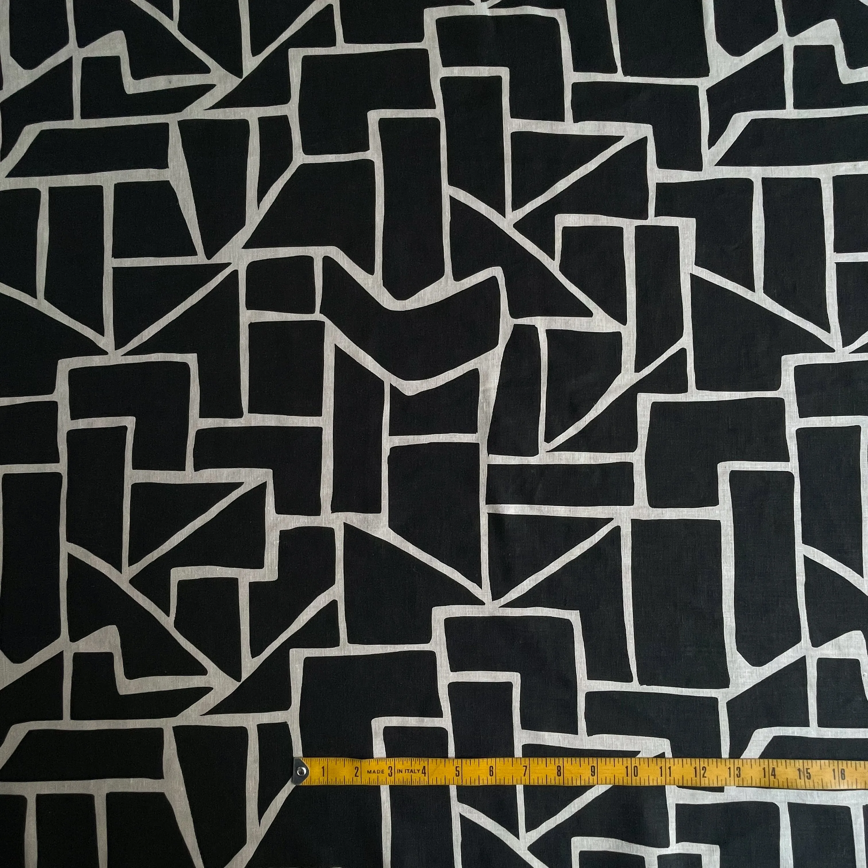 Black Mosaic Printed Linen