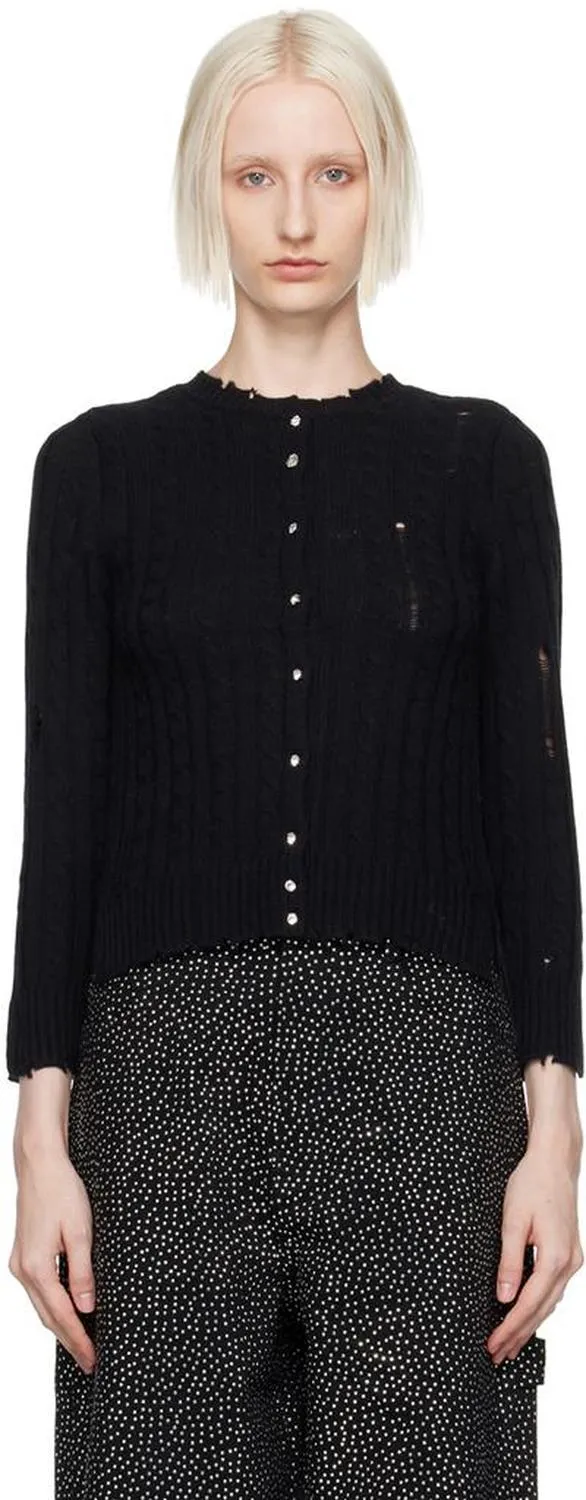 Black 'The Shrunken Cashmere Cable' Cardigan