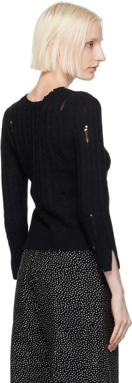 Black 'The Shrunken Cashmere Cable' Cardigan