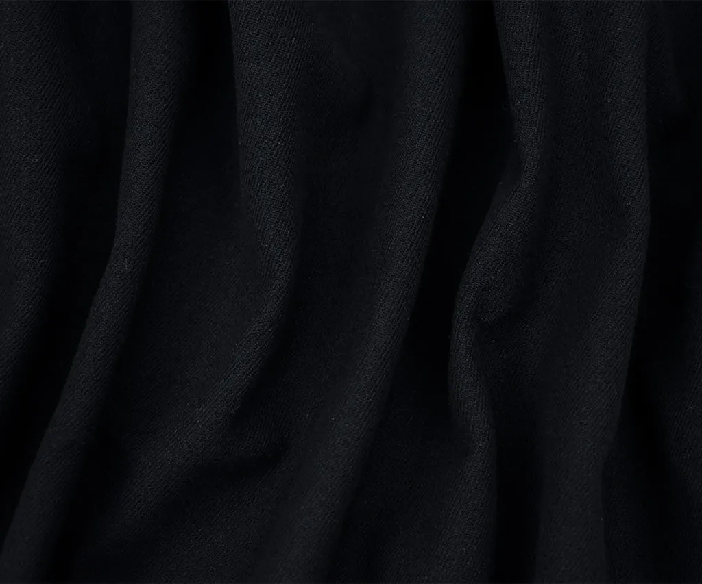 Black Wool-Cotton Solid Twill Jacketing Woven Fabric