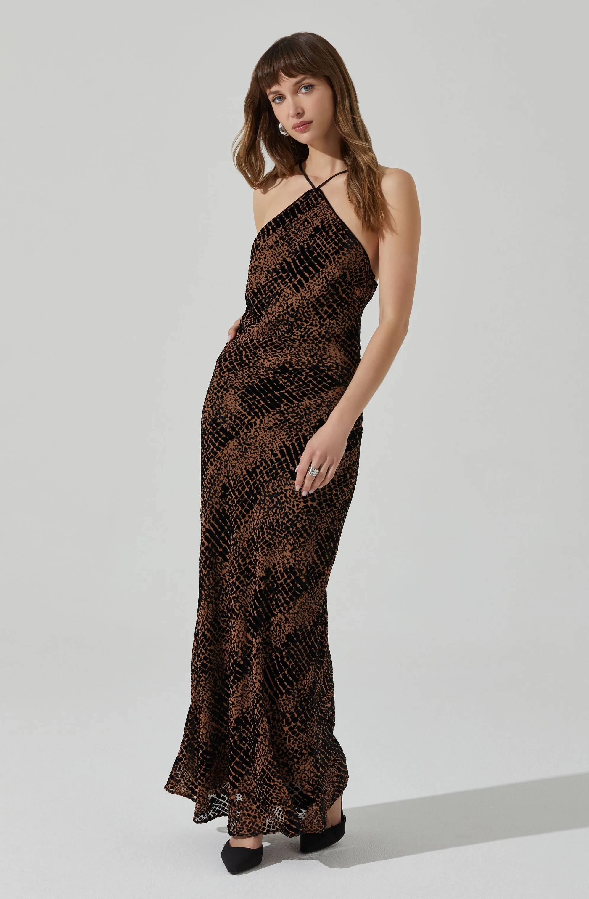 Briotte Velvet Burnout Maxi Dress