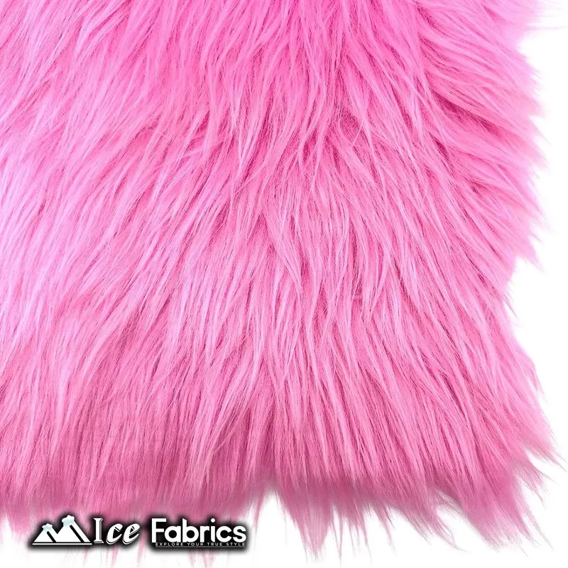 Bubble Gum IceFabrics Square Shaggy Long Pile Faux Fur Fabric