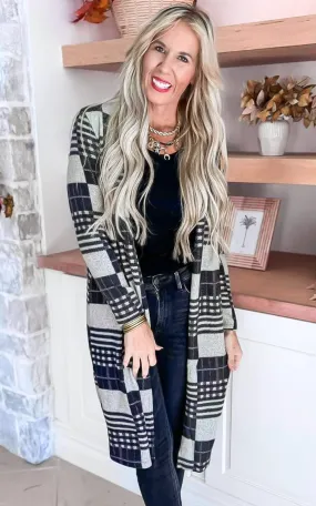 Cashmere Checked Open Midi Cardigan - Final Sale