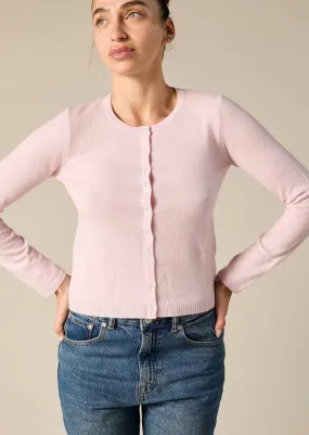 Cashmere Ines Crew Cardigan in Ballet Pink