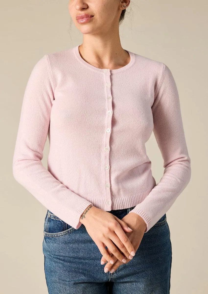 Cashmere Ines Crew Cardigan in Ballet Pink