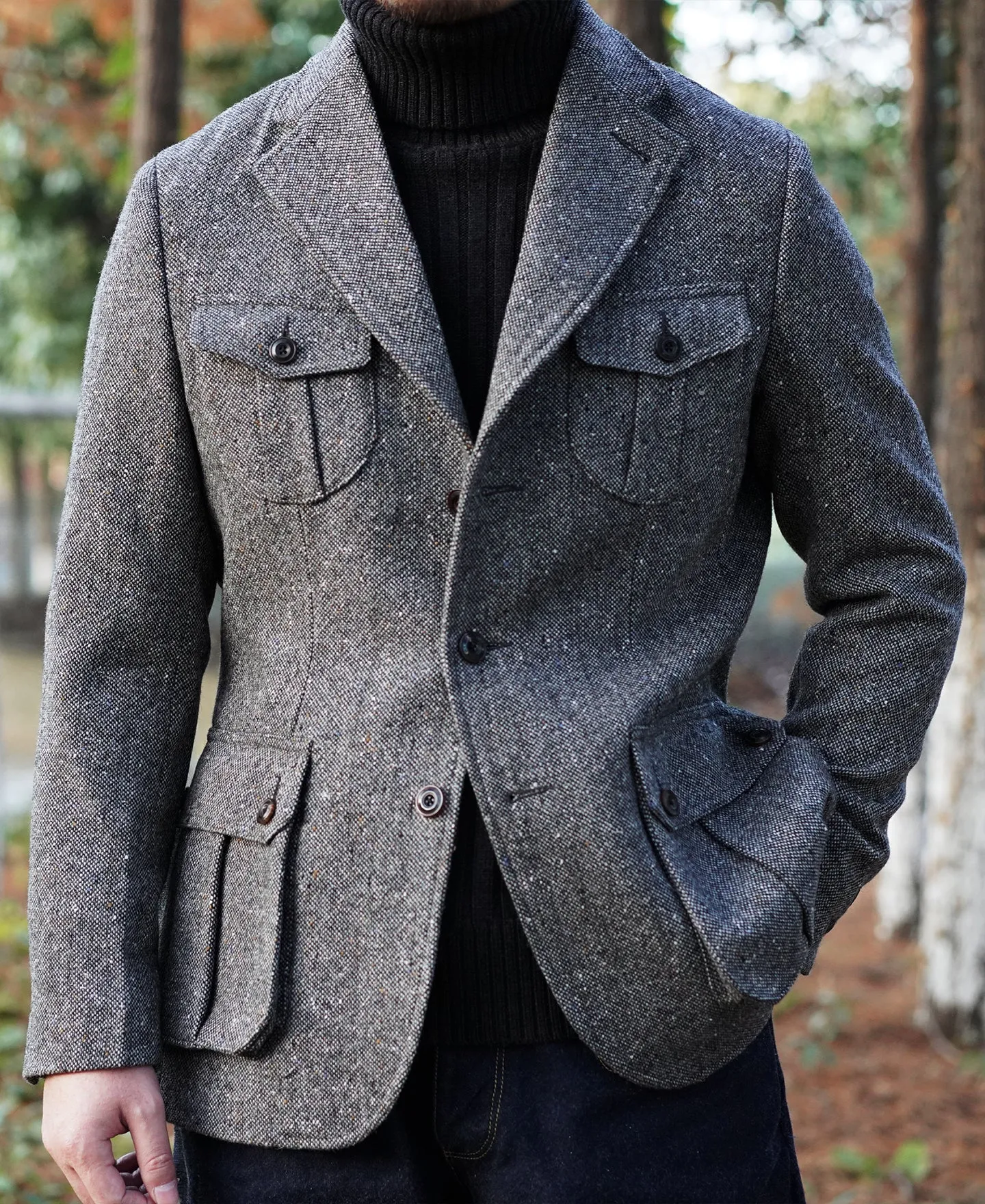 Coloured Speckle Tweed Safari Jacket