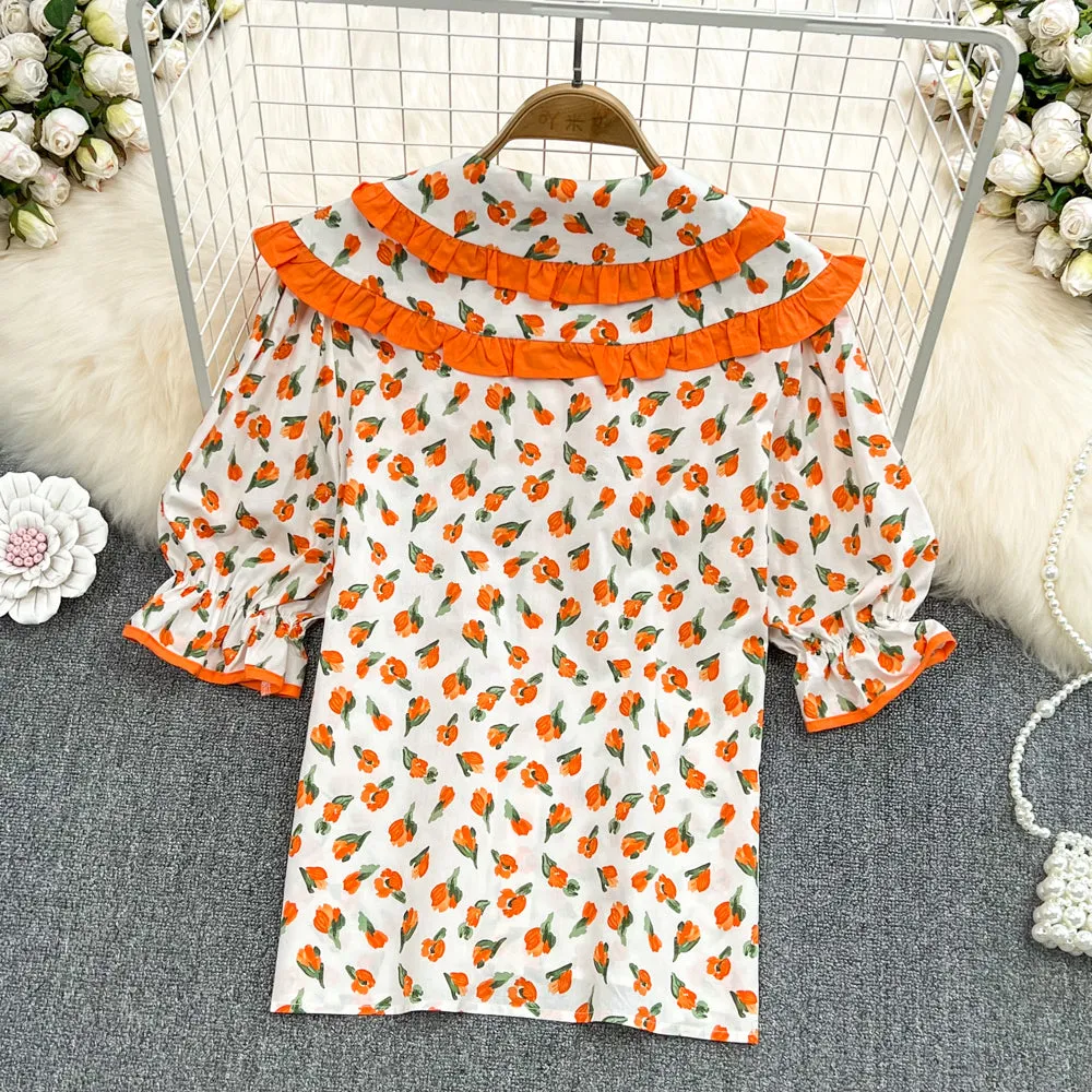 Cute floral tops    S186