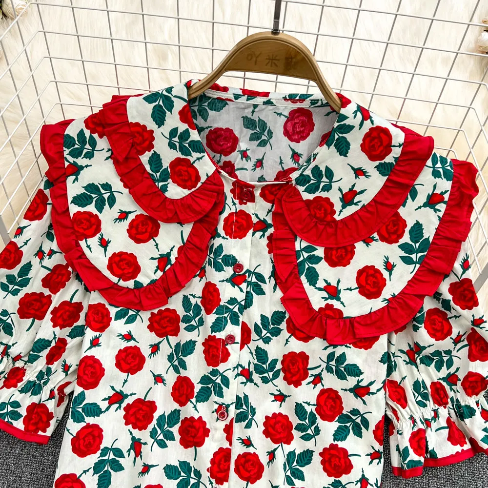 Cute floral tops    S186