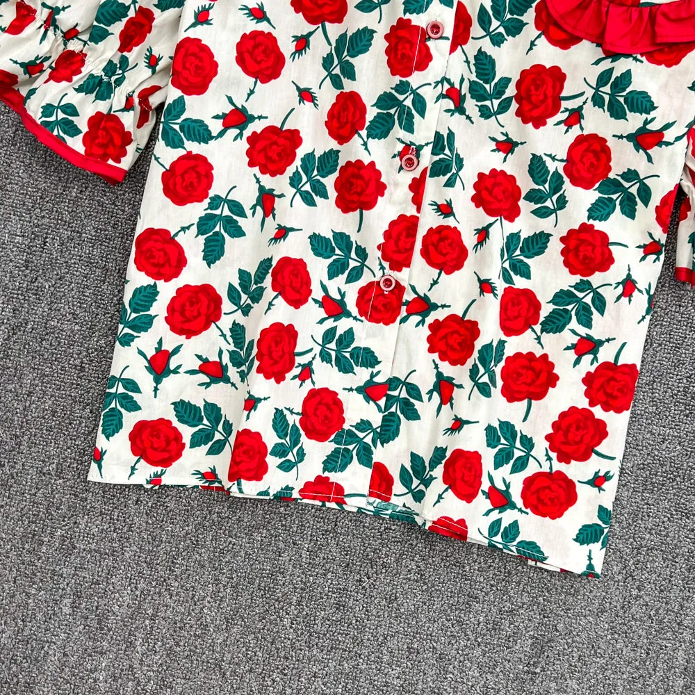 Cute floral tops    S186