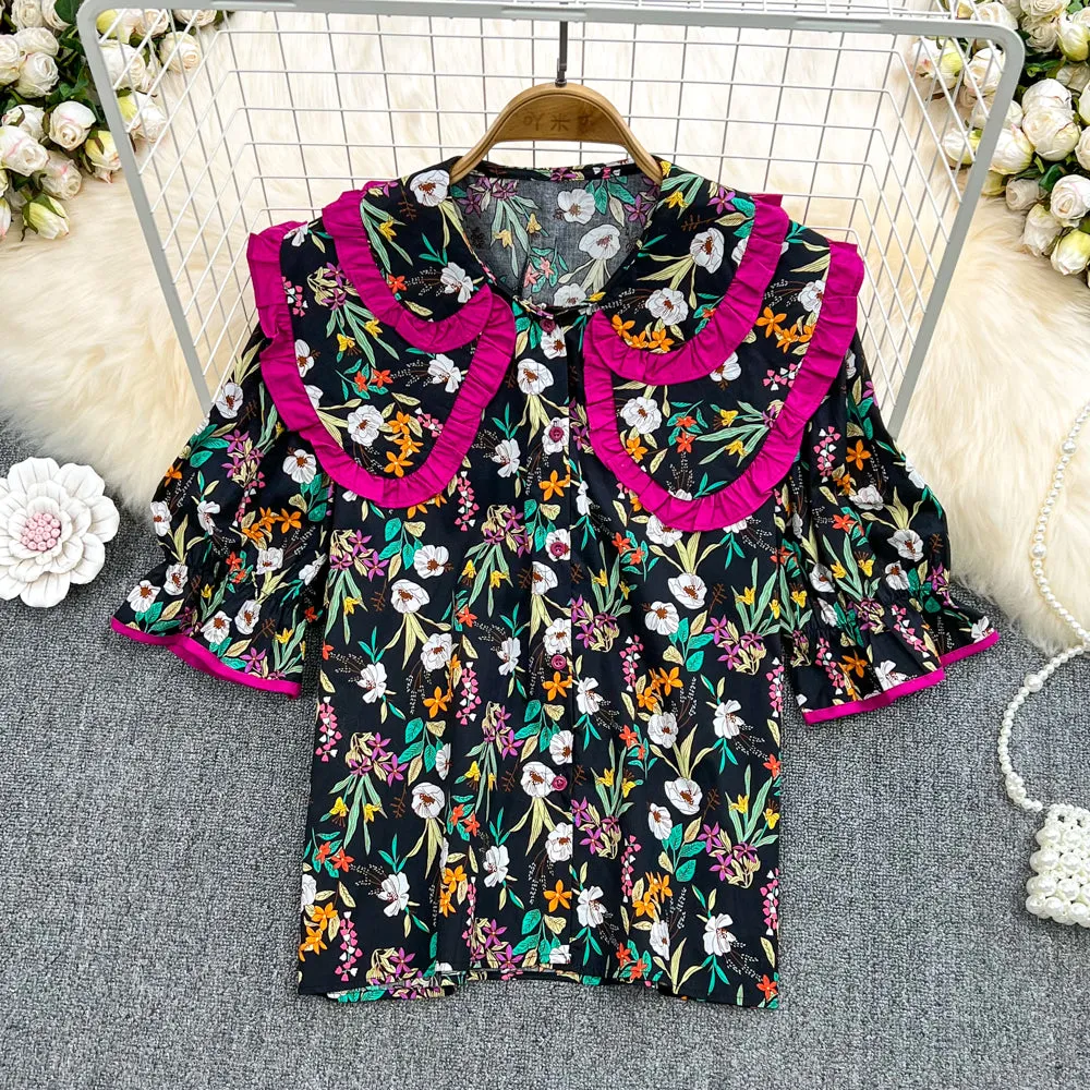 Cute floral tops    S186