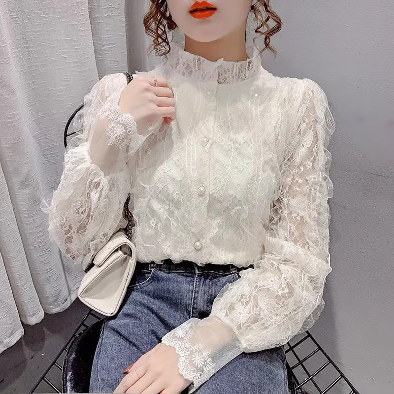 Cute lace long sleeve tops fashion tops    S164