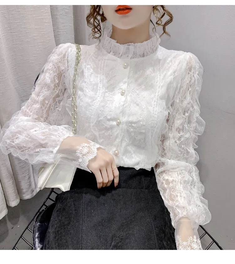 Cute lace long sleeve tops fashion tops    S164