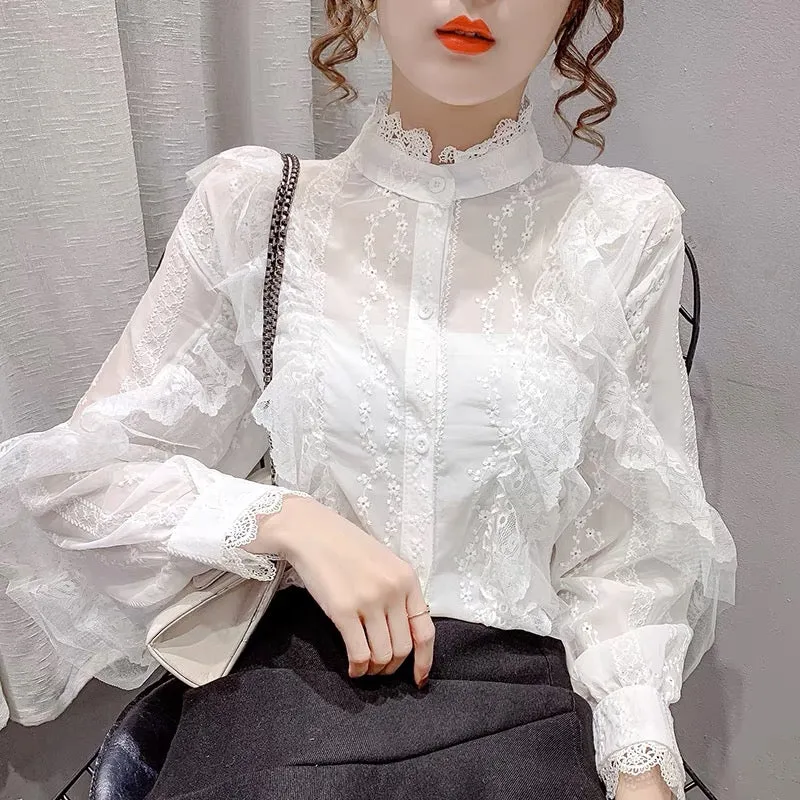 Cute lace long sleeve tops fashion tops    S165