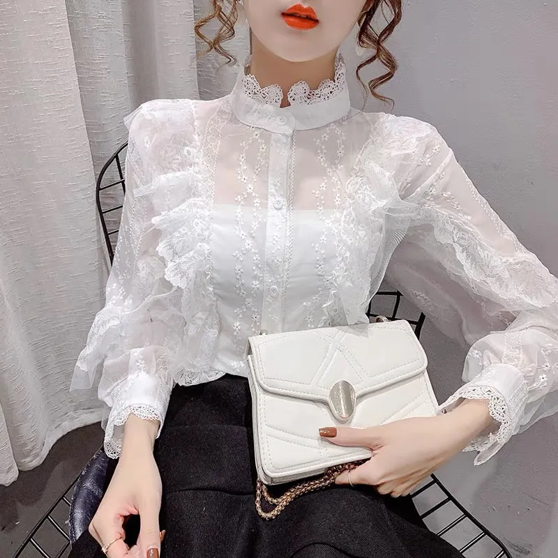 Cute lace long sleeve tops fashion tops    S165