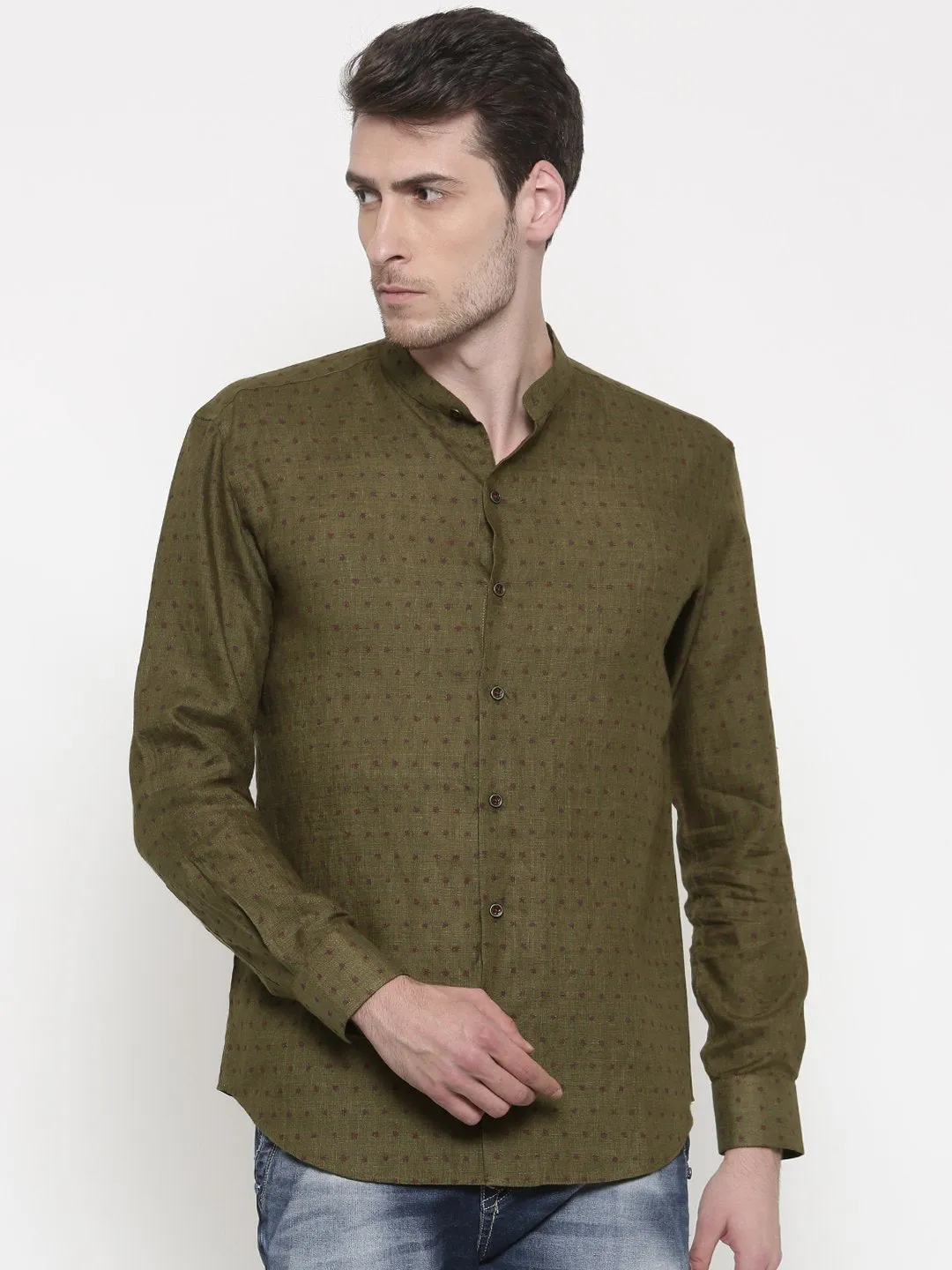 Dark Green Linen Shirt- MM0684