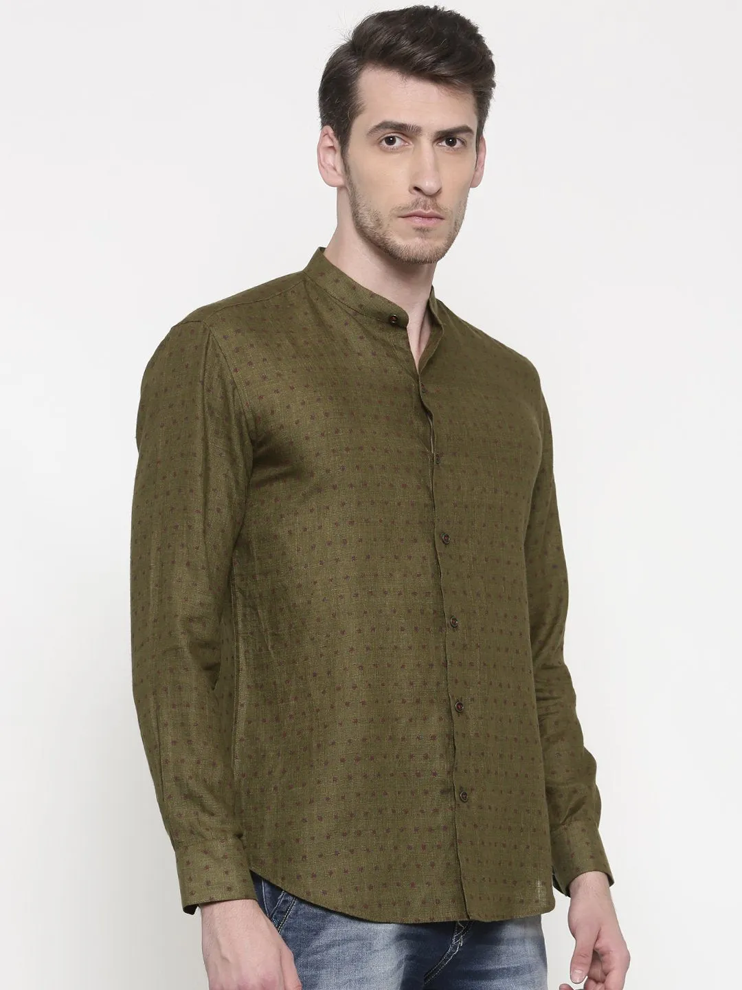 Dark Green Linen Shirt- MM0684