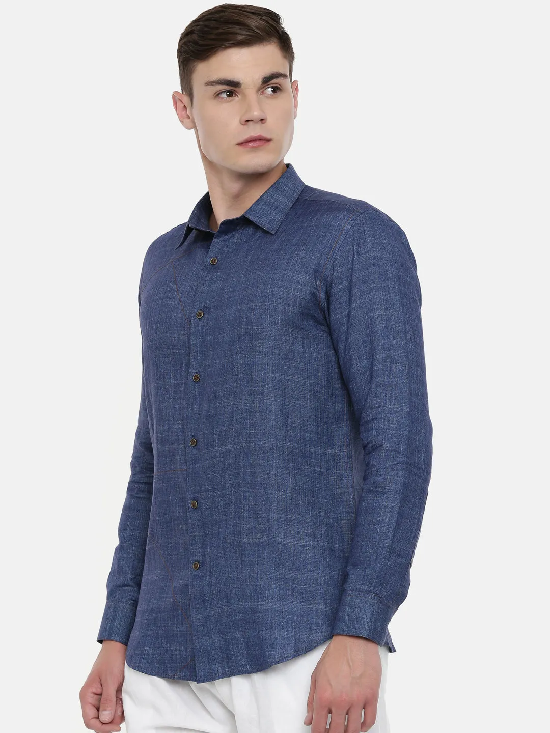 Denim Blue Linen Shirt - MM0760