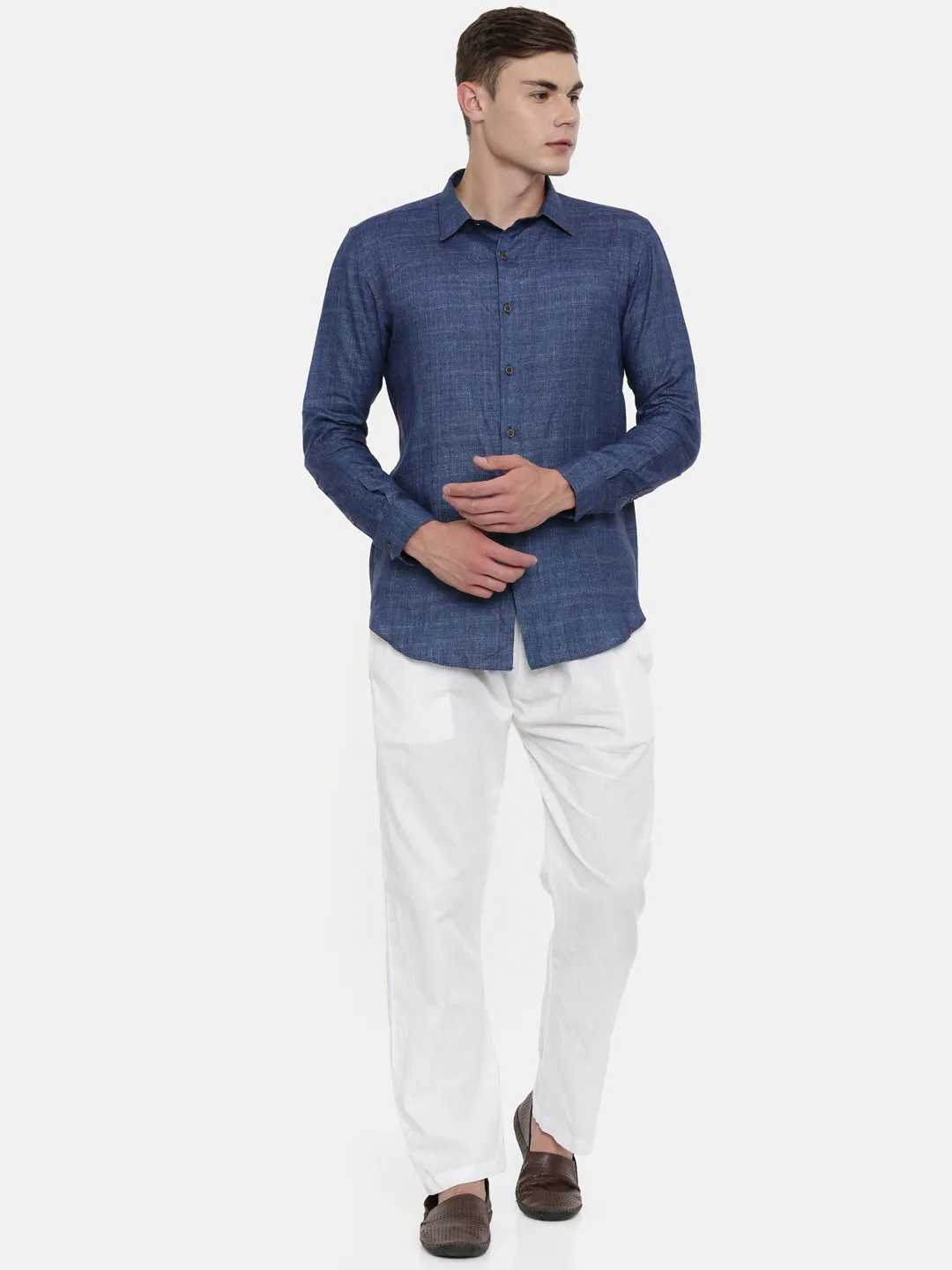 Denim Blue Linen Shirt - MM0760