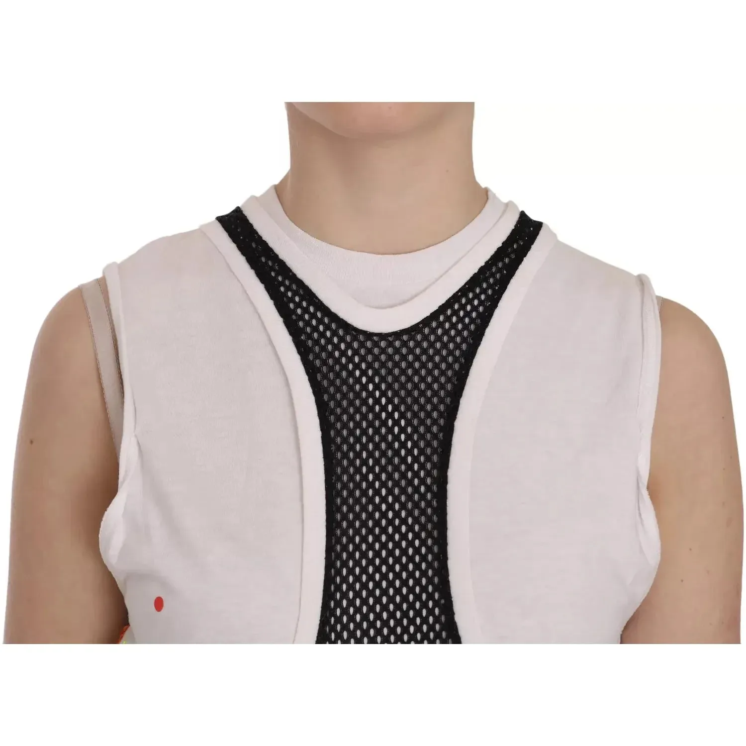 Dsquared² Black White Crew Neck Sleeveless Cotton Blouse