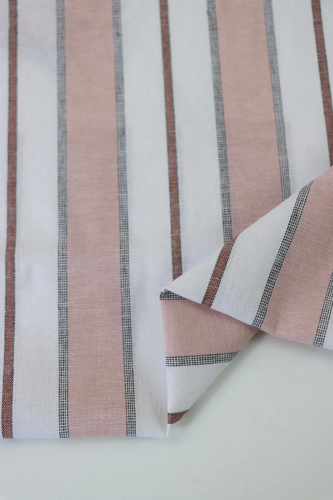 Dusty Rose Camden Stripe Cotton Linen Poplin