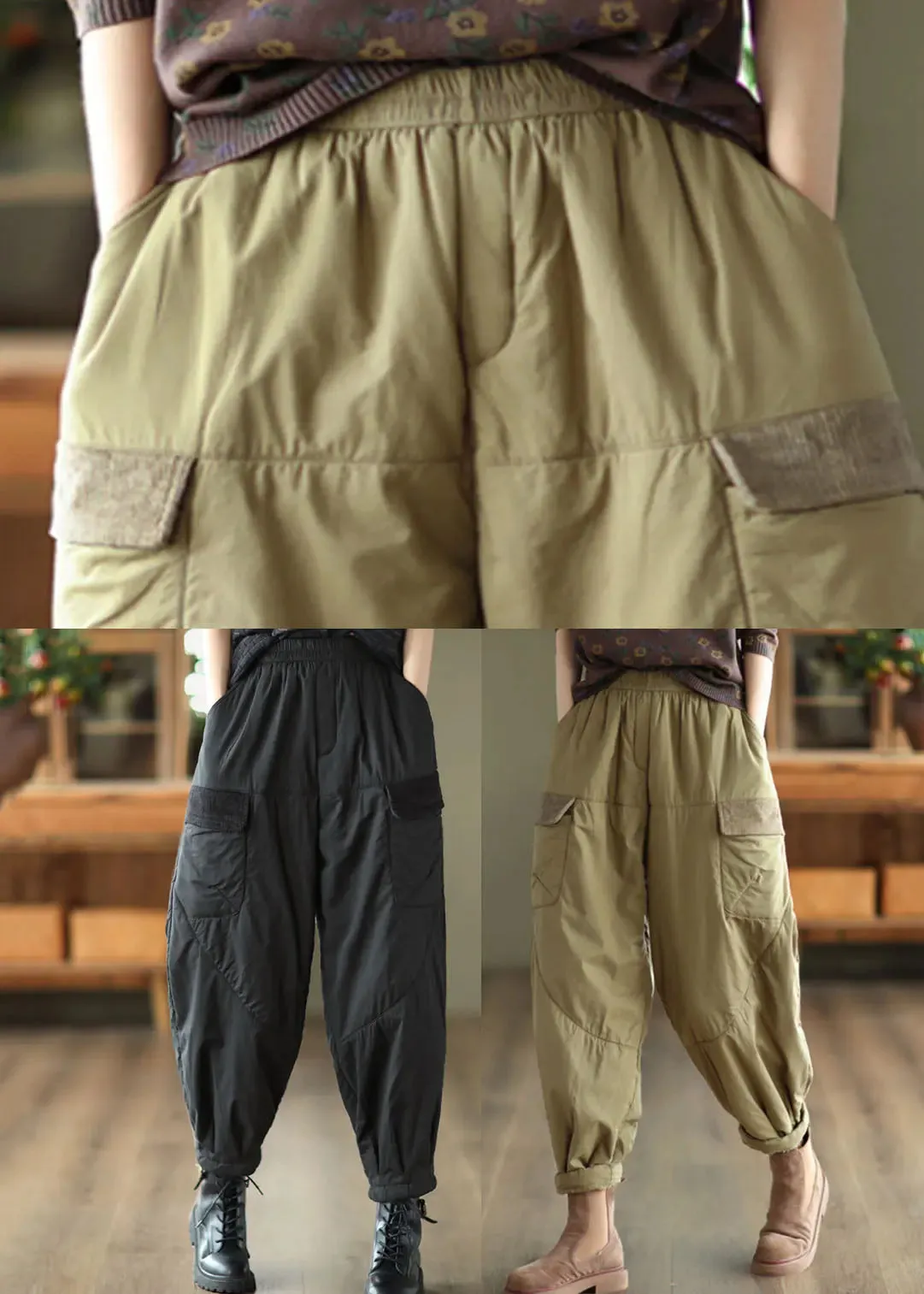 Elastic Waist Thick Fleece Pants