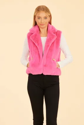 Faux Fur Vest- Pink