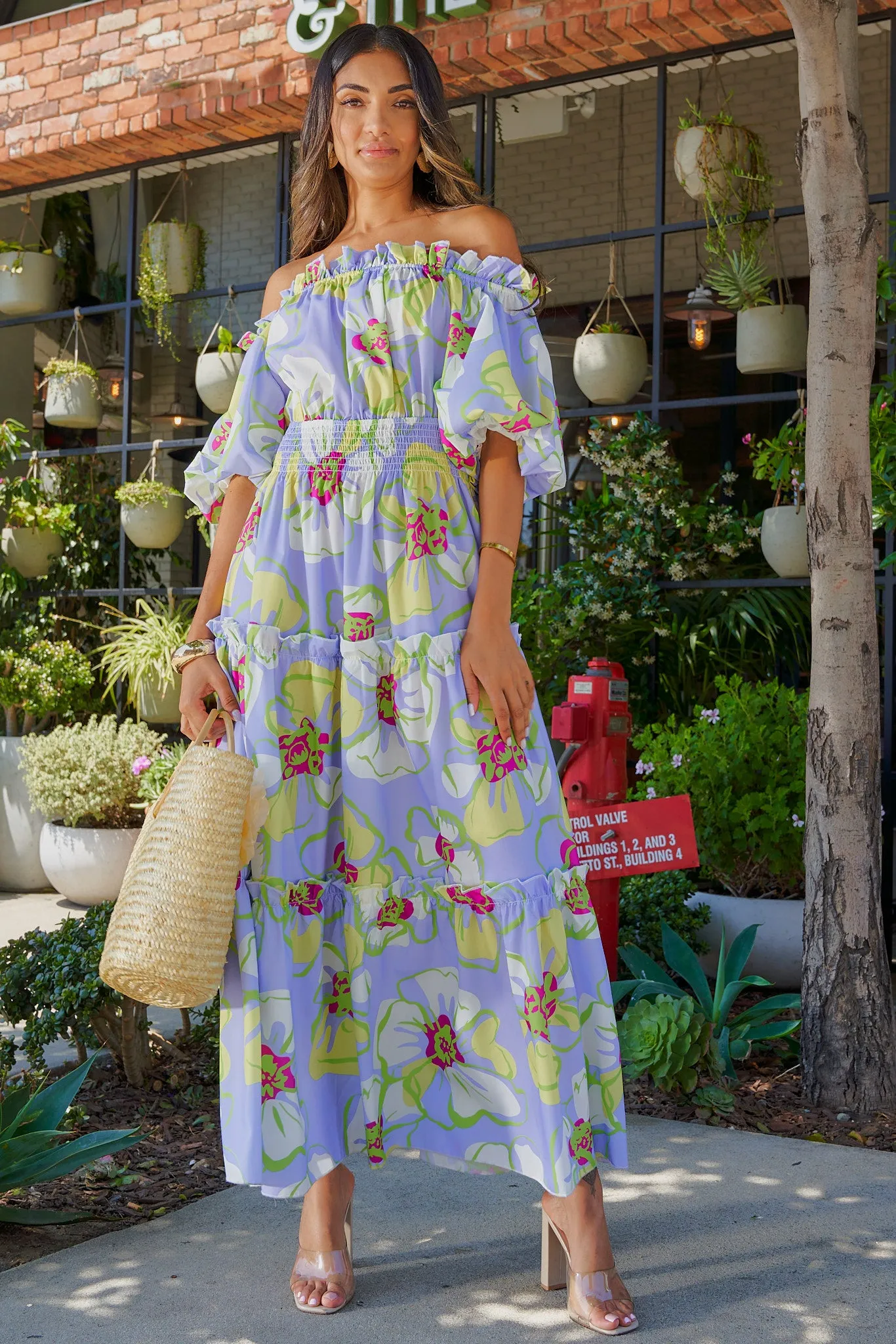 Floral Printed Off the Shoulder Dress