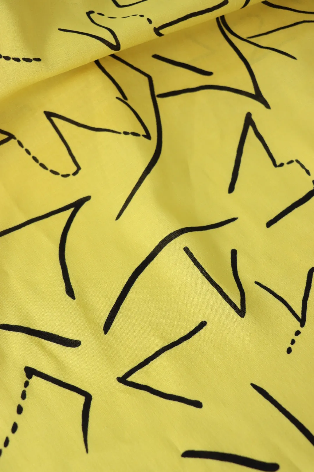 Funky Lines On Yellow Linen Cotton