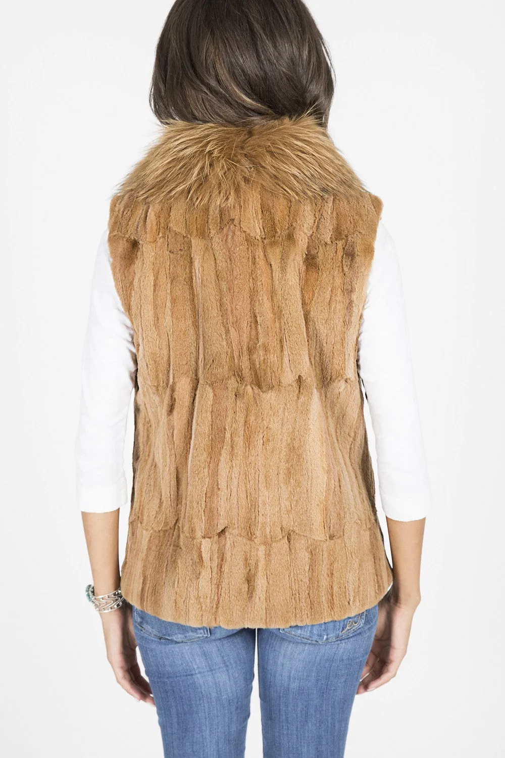 Golden Dyed Sheared Mink and Fox Vest