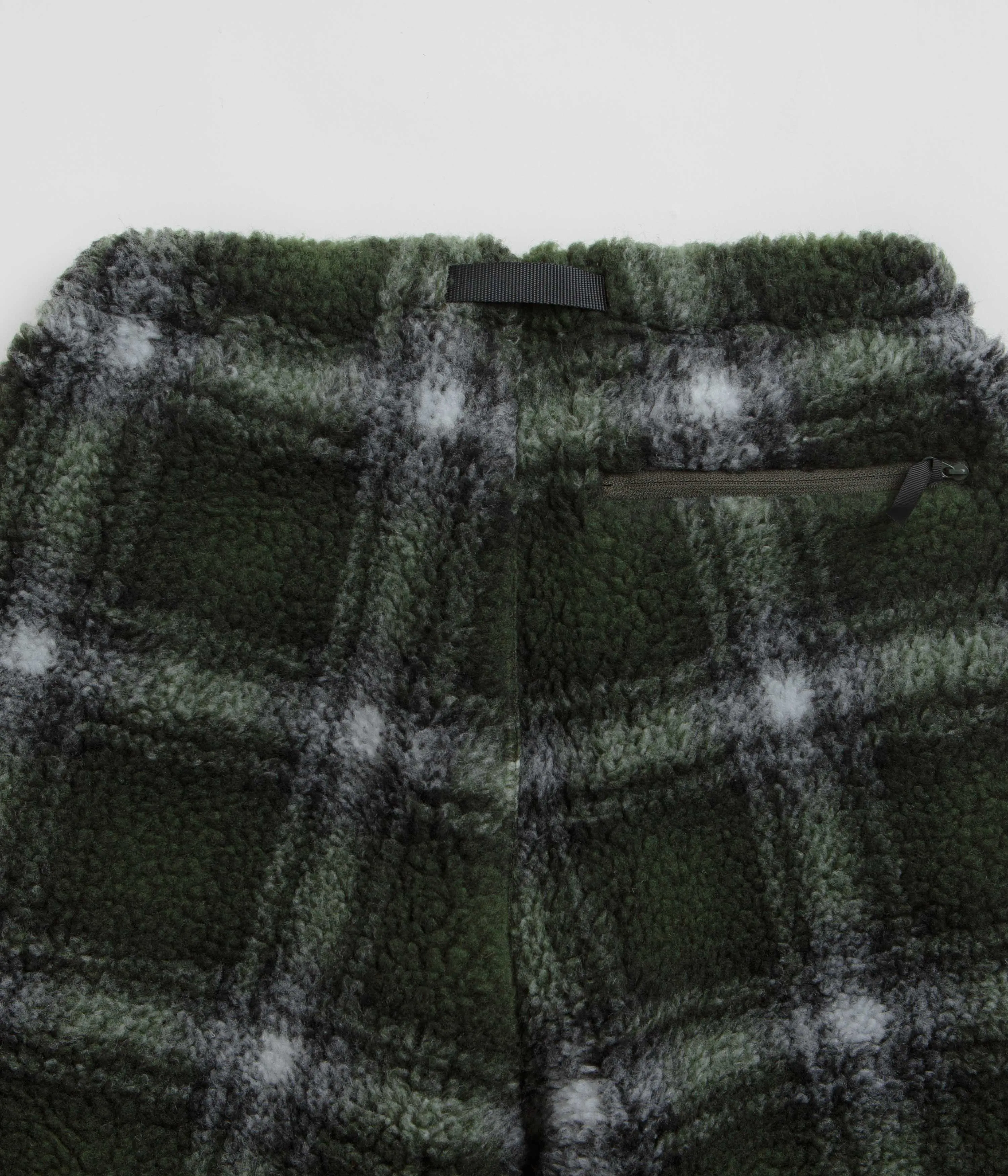 Gramicci Shadow Plaid Sherpa Pants - Olive Shadow Plaid