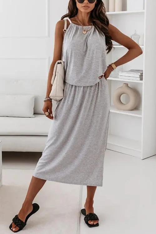 Halter Neck Slit Sleeveless Dress