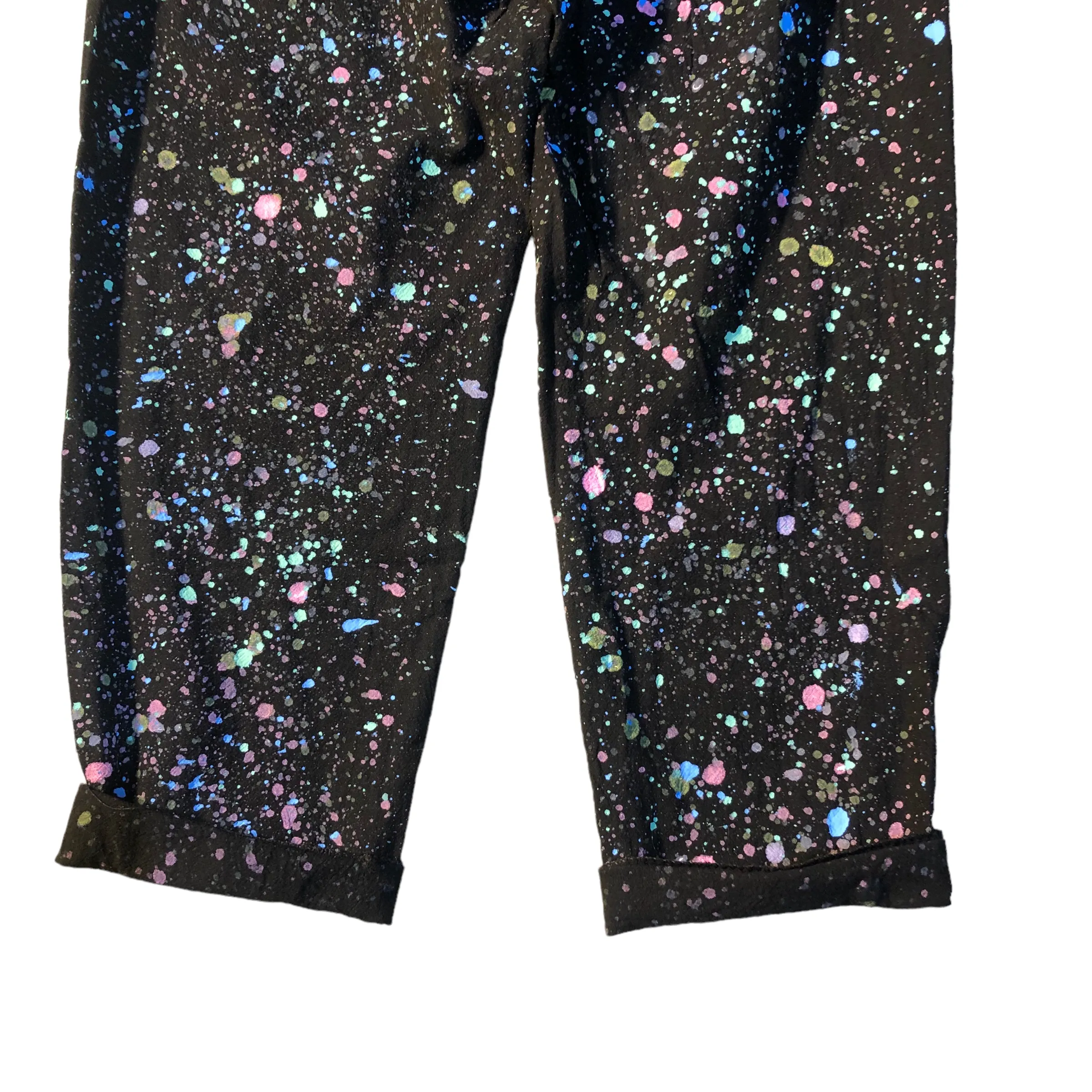 Hand Splattered Black Cotton Pants