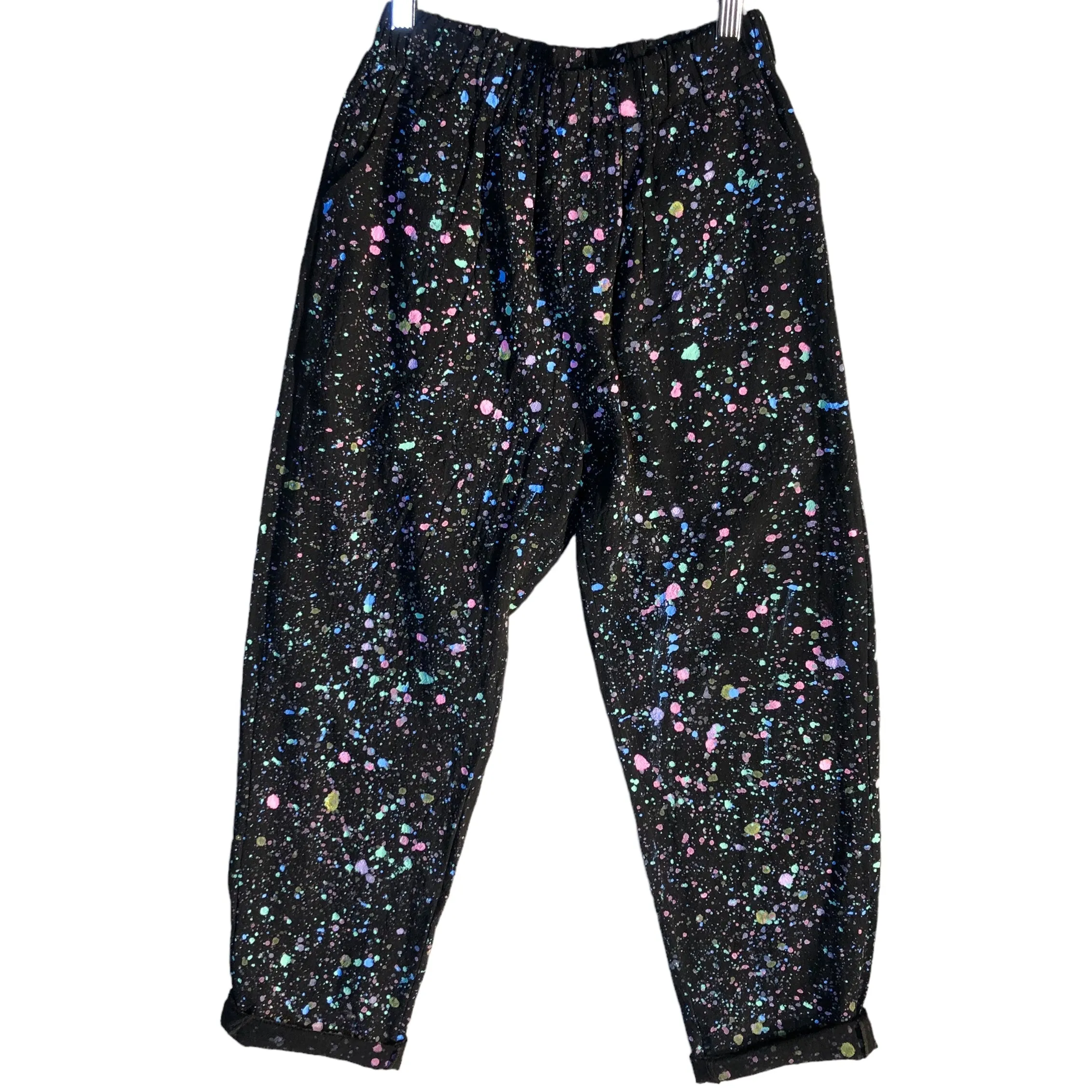 Hand Splattered Black Cotton Pants