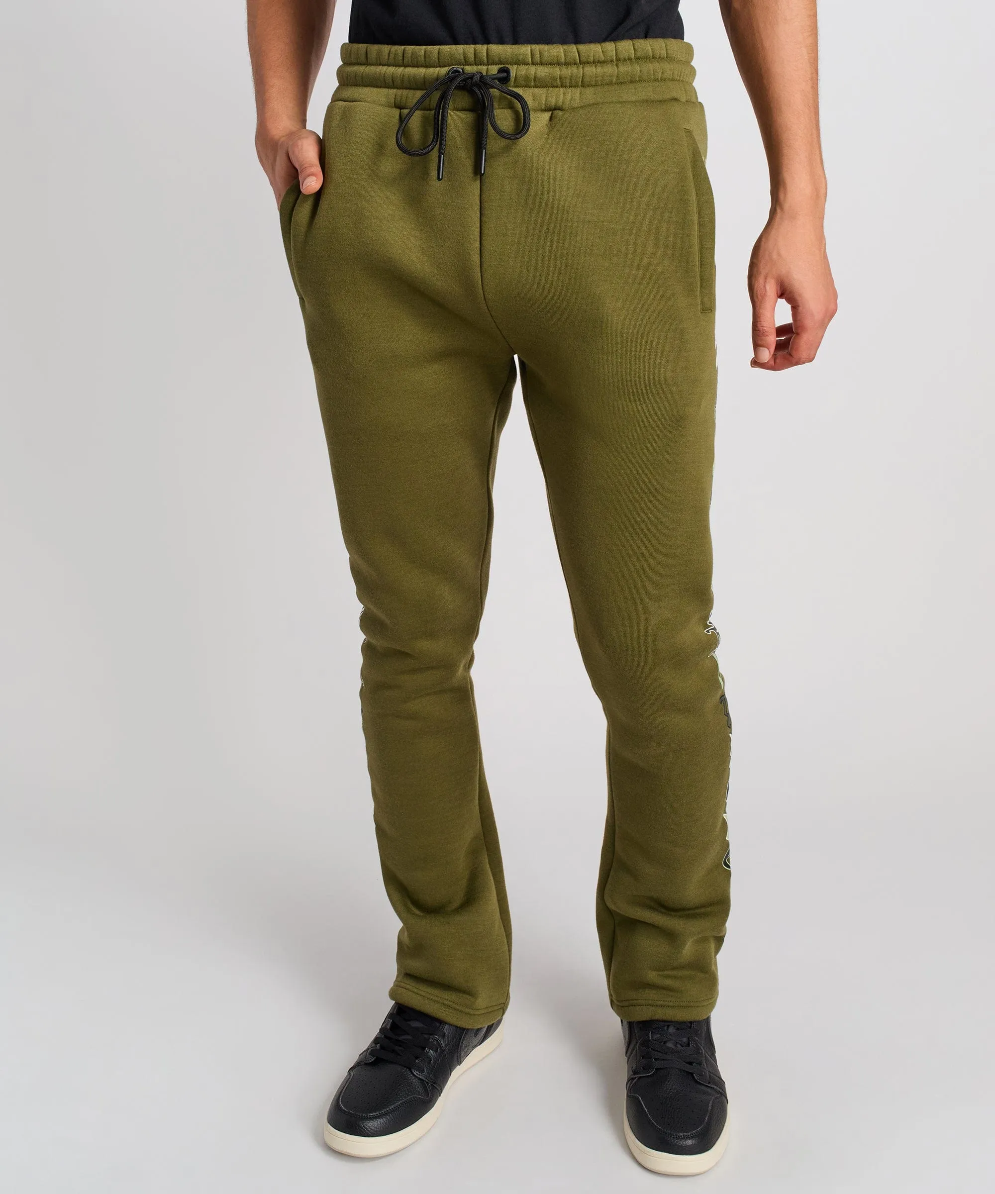 Heartless Flare Fleece Pant - Olive Green