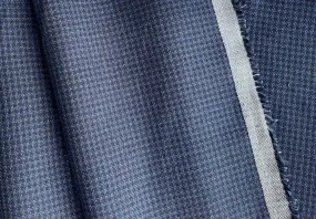 High-End Mid-Weight Indigo & Black Micro-Check Linen (Made in Italy)