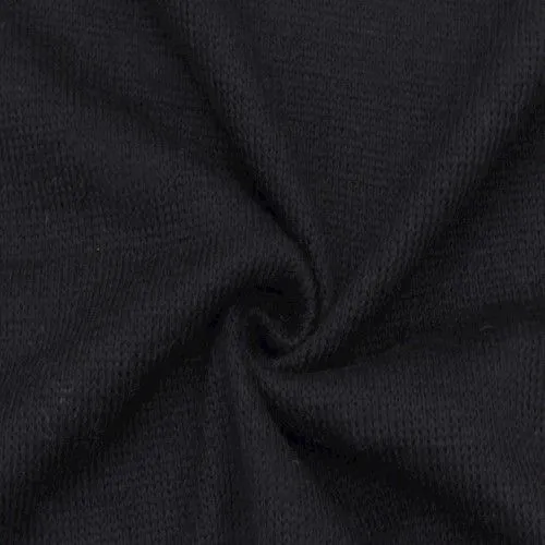 Ink Black Wool Blend Brushed Back Sweater Knit Fabric