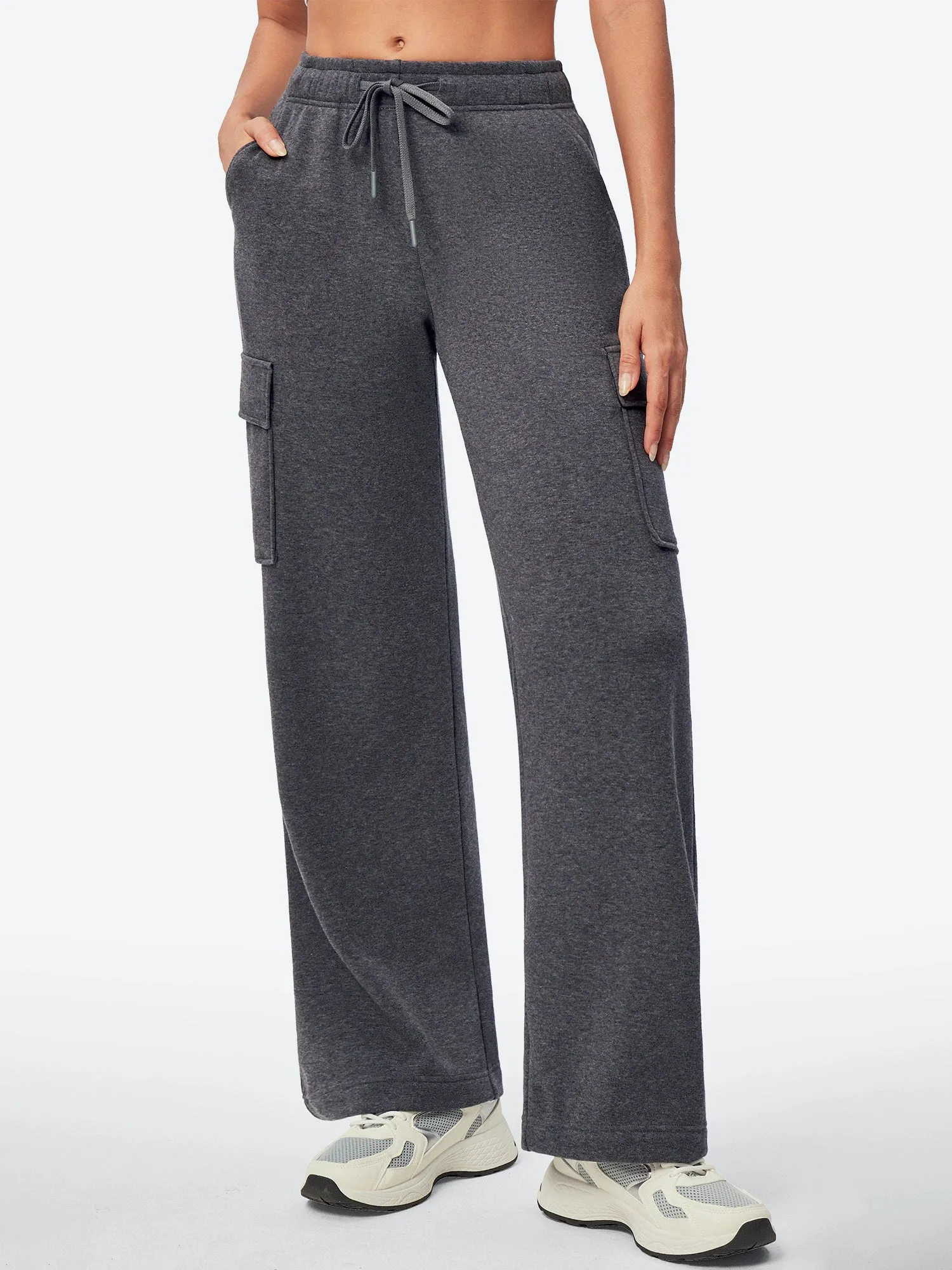 IUGA Fleece Wide Leg Cargo Sweatpants With Pockets