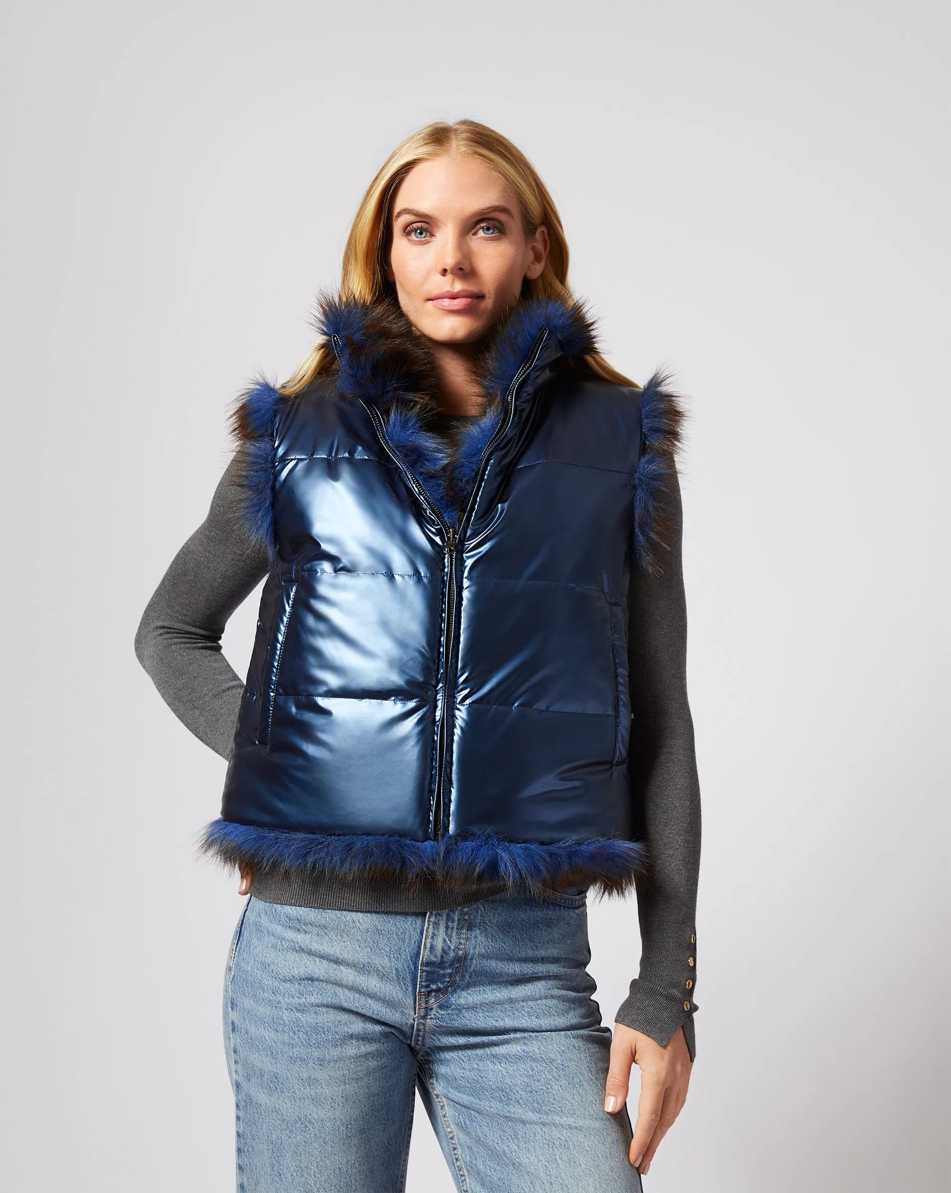 Katy Tipped Fox Faux Fur Vest