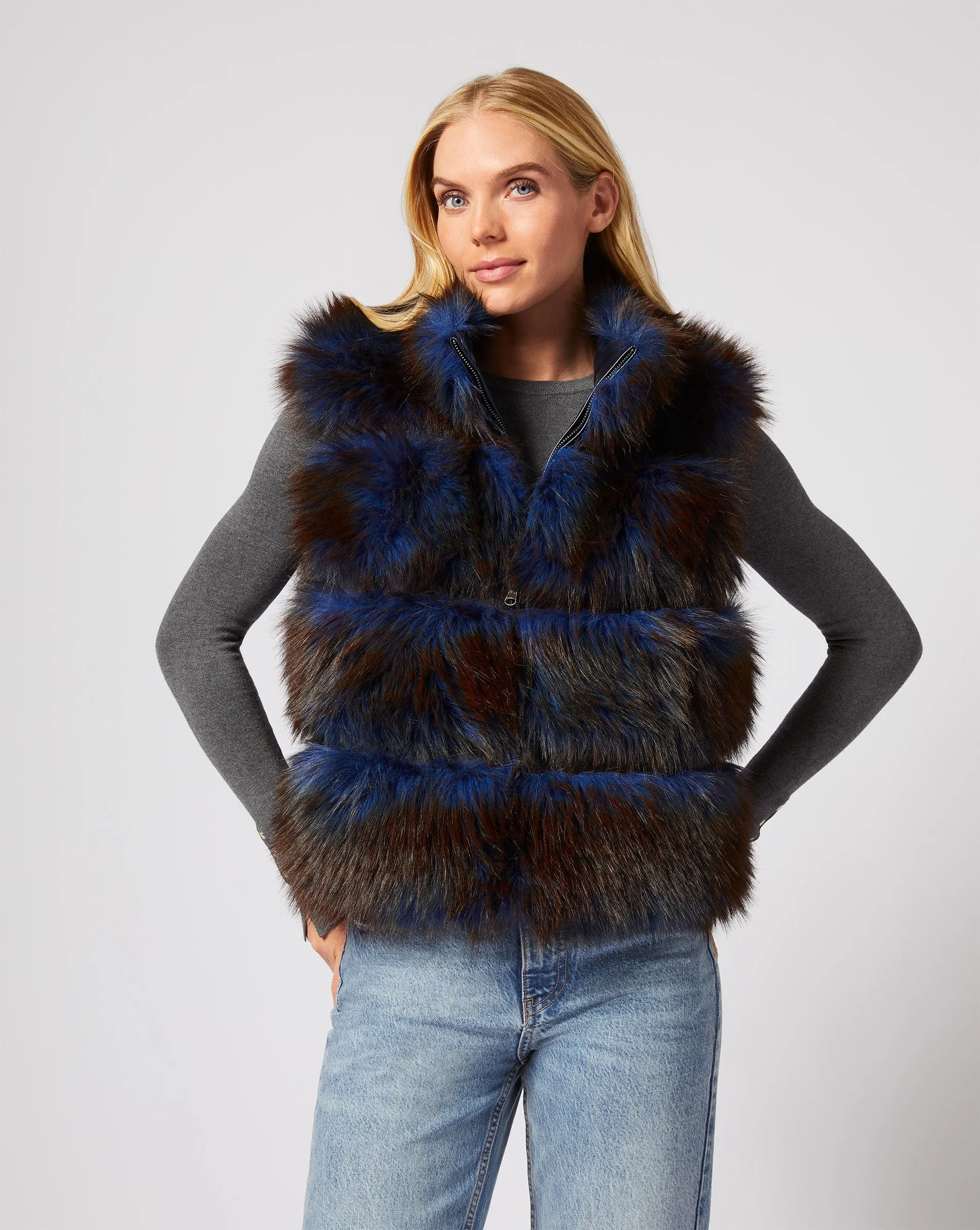 Katy Tipped Fox Faux Fur Vest