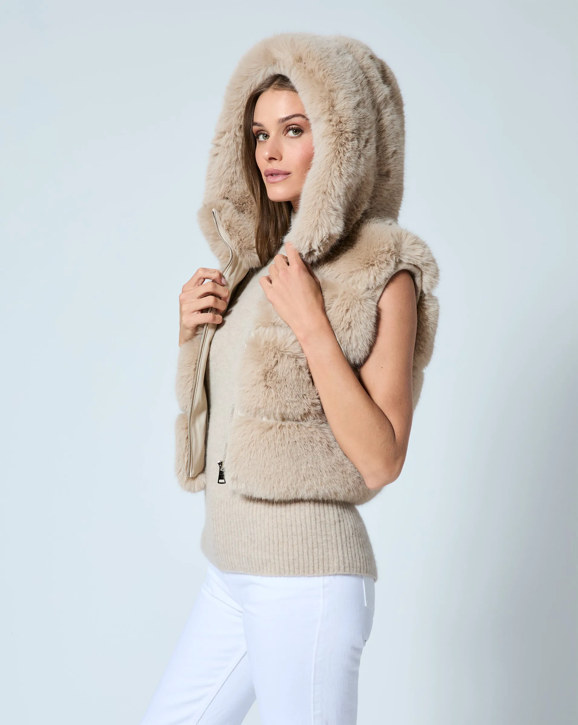 Landau Fox Faux Fur Hooded Vest