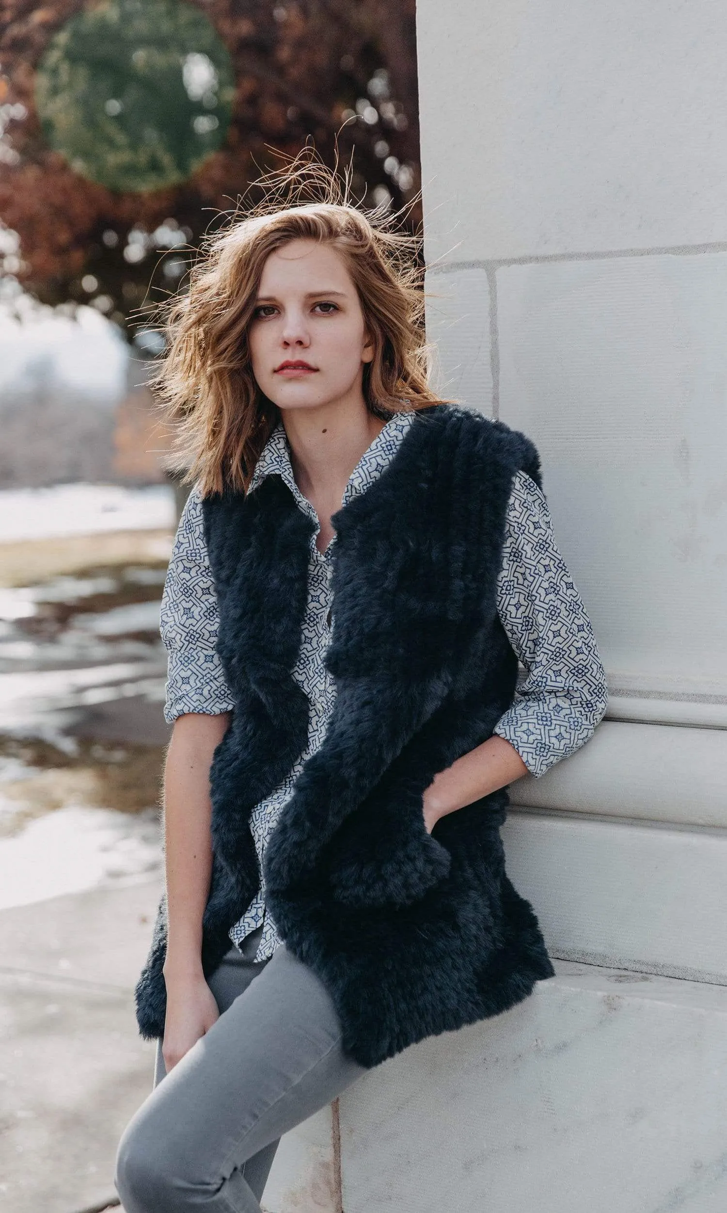 Love Token Faux Fur Long Vest