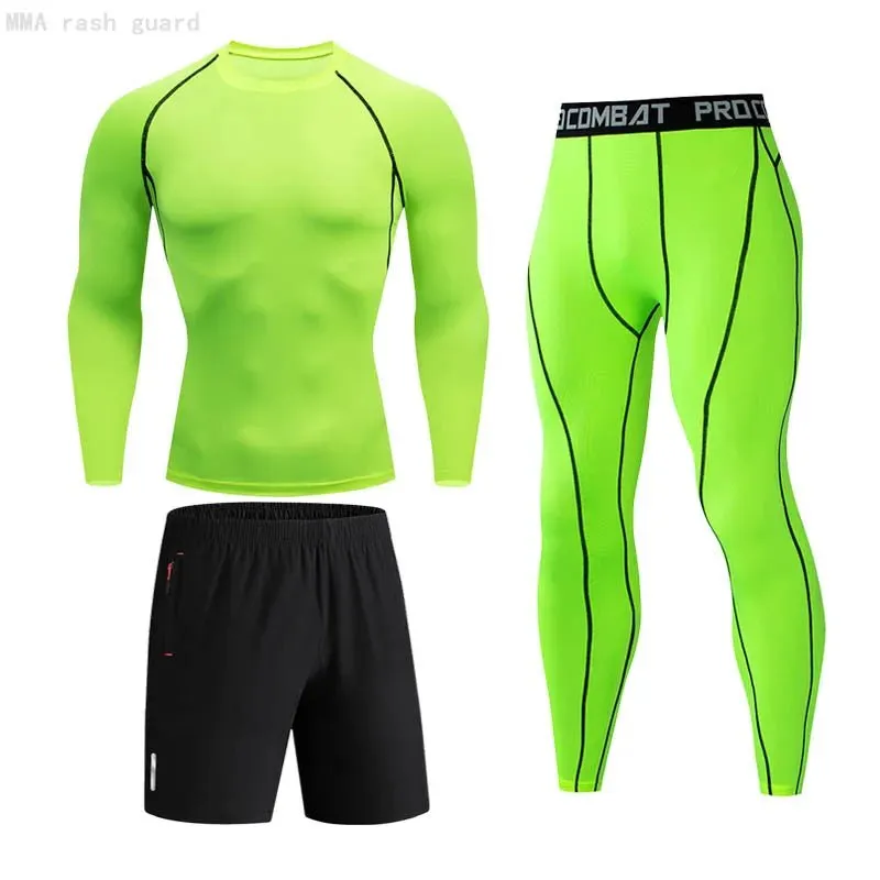 Men's Compression Sportswear Set Long Sleeve Shirt Sun Protection Base Layer Underwear for Fitness Tracksuit