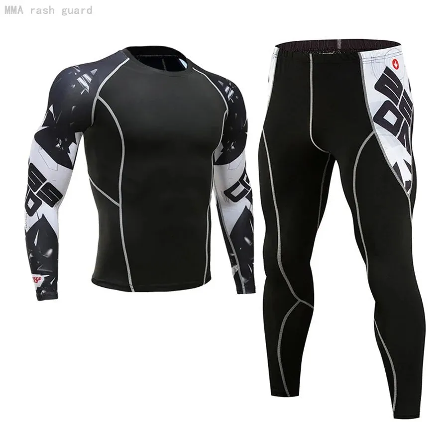 Men's Compression Sportswear Set Long Sleeve Shirt Sun Protection Base Layer Underwear for Fitness Tracksuit