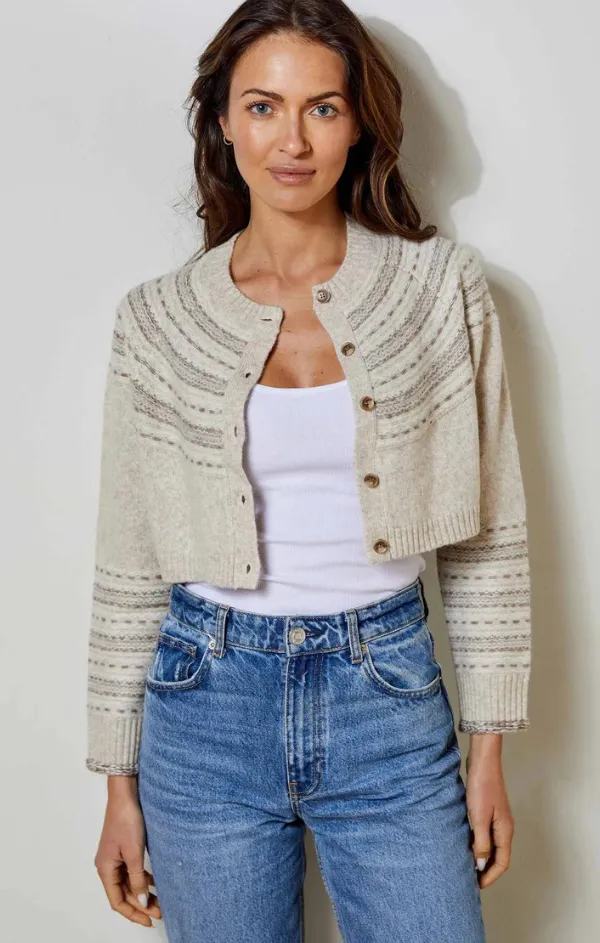 Neutral Stripe Cropped Cardigan