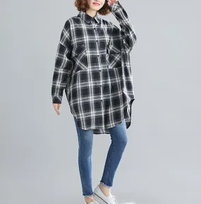 Plaid Loose Women Casual Linen Shirts Summer Women Tops